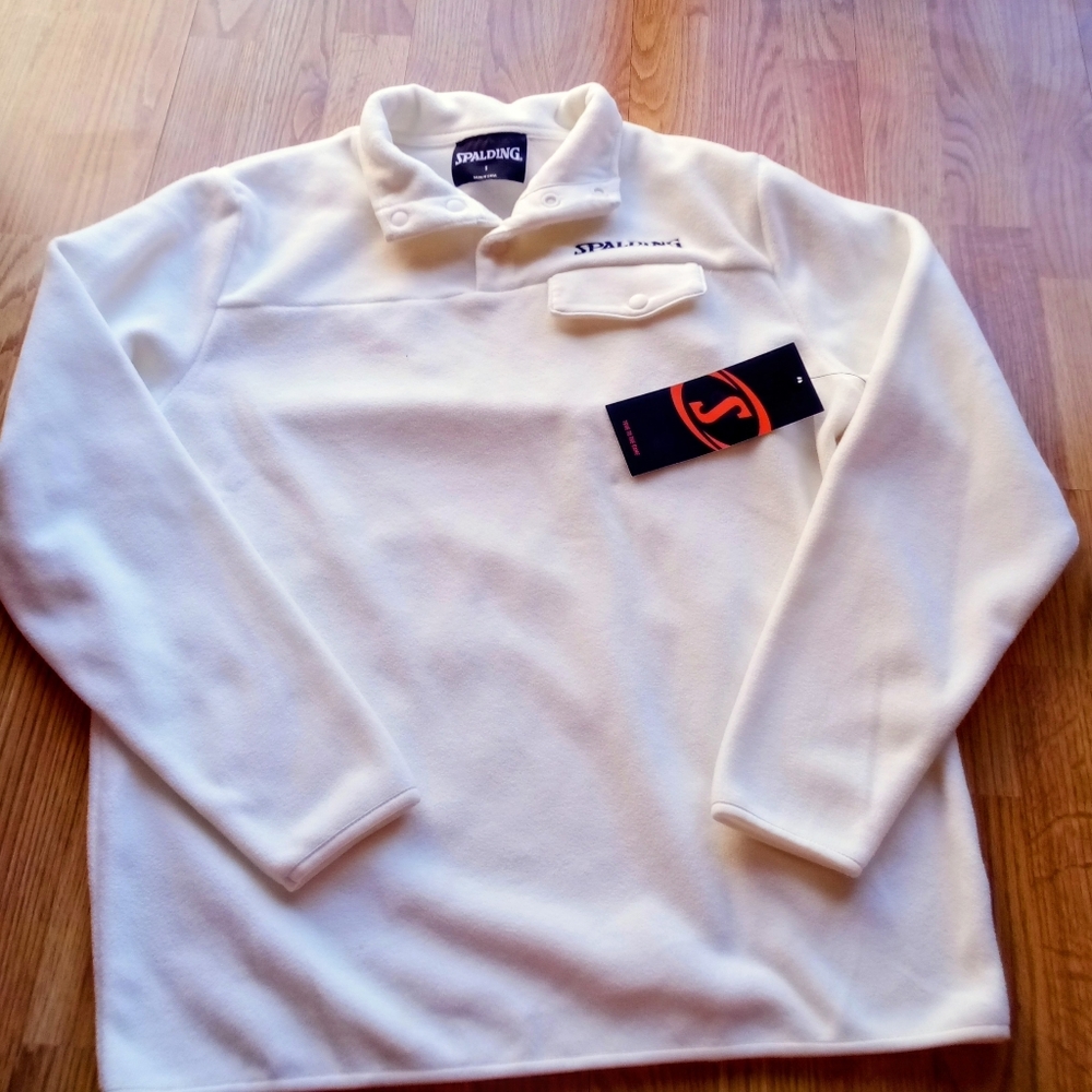 NWT Spalding Men's Fleece Shirt, Creamy White  Color Sz S, M, L